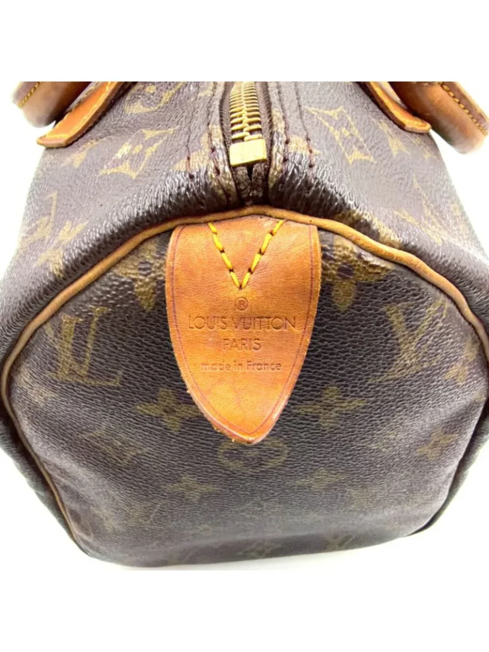 Louis Vuitton Speedy 30 Monogram Leather Brown Handbag Gold